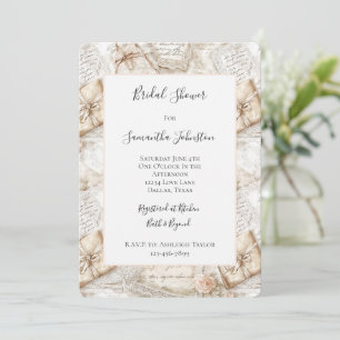 Romantic Blush Roses Love Letters Bridal Shower Invitation