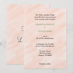 Romantic Blush Sage Green Watercolor Wedding Invitation
