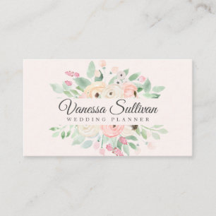 Romantic Blush Watercolor Floral Business Cards
