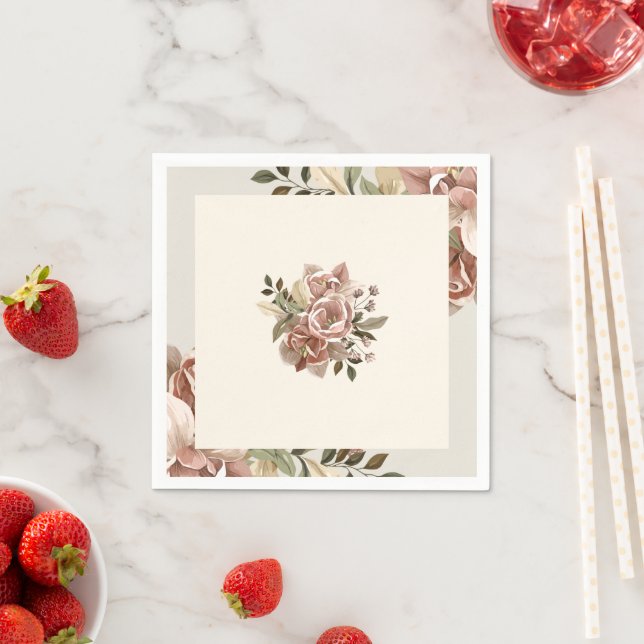 Romantic Blush Watercolor Floral Napkin (Insitu)