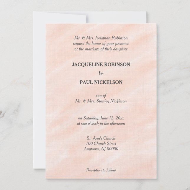 Romantic Blush Watercolor Wash Wedding Invitations (Front)