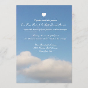 Romantic blye sky white clouds wedding invitations
