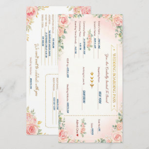 Romantic Boarding Pass Wedding Invite Customisable