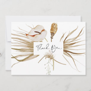 Romantic Bohemian and Pampas Grass Wedding  Thank  Thank You Card
