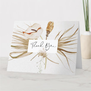 Romantic Bohemian and Pampas Grass Wedding  Thank You Card