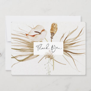Romantic Bohemian and Pampas Grass Wedding   Thank You Card