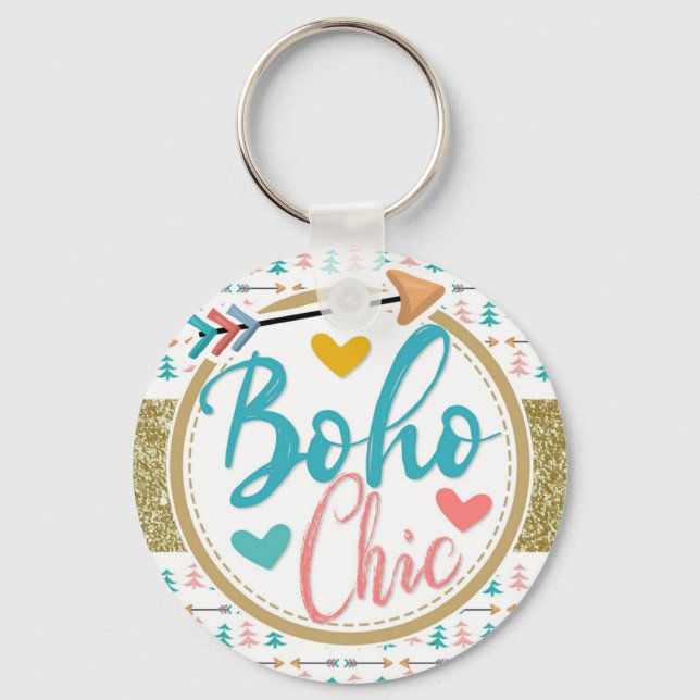 Romantic Bohemian Arrows Girly Boho Chic Key Ring (Front)