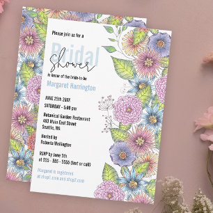 Romantic Bohemian Blossoming Flowers Bridal Shower Invitation