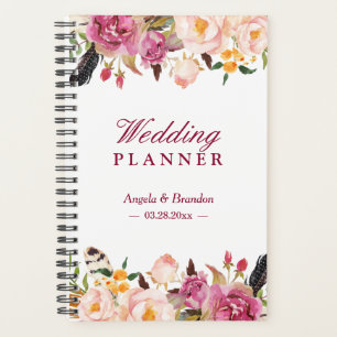 Romantic Bohemian Boho Floral Feather Wedding Planner