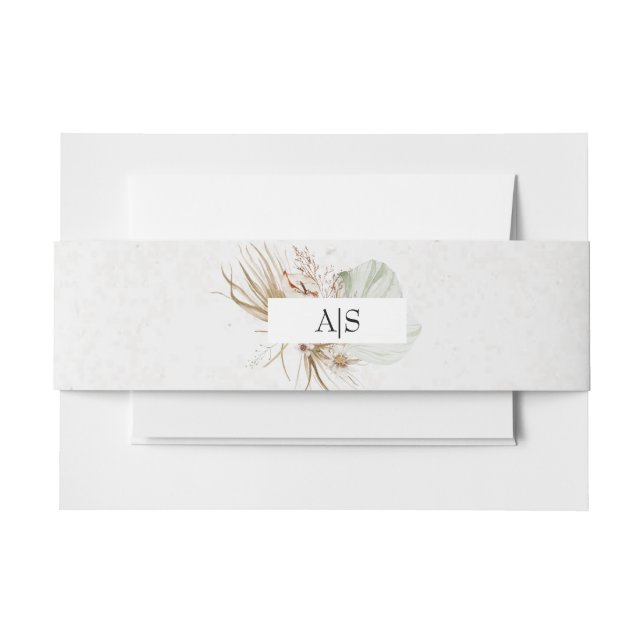 Romantic Bohemian Floral Wedding Invitation Belly Band (Front Example)