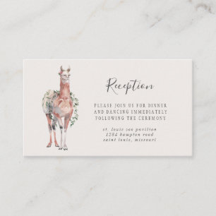 Romantic Bohemian Llama Wedding Reception Enclosure Card