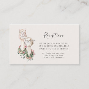 Romantic Bohemian Llama Wedding Reception Enclosure Card