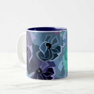 Romantic Bohemian Teal and Purple Tapestry Style Two-Tone Coffee Mug