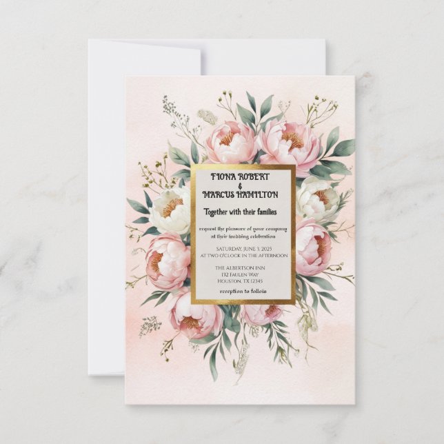 Romantic Boho Blush Pink Ivory Wedding Save The Date (Front)