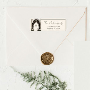 Romantic Boho Botanical Arch Monogram Address