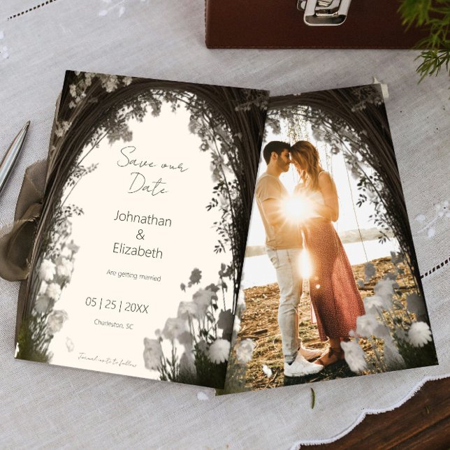 Romantic Boho Botanical Arch Photo Save The Date (Romantic Boho Botanical Arch Photo Save the Date)