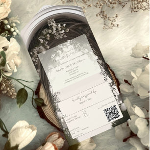 Romantic Boho Botanical Arch Wedding All In One Invitation
