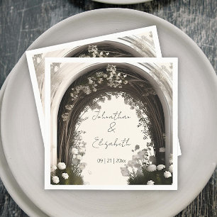 Romantic Boho Botanical Arch Wedding Napkin