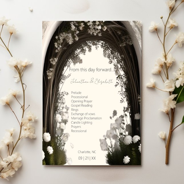 Romantic Boho Botanical Arch Wedding Programme (Romantic Boho Botanical Arch Wedding Program)