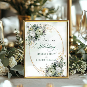Romantic Boho Botanical Wedding Welcome Sign 8x10