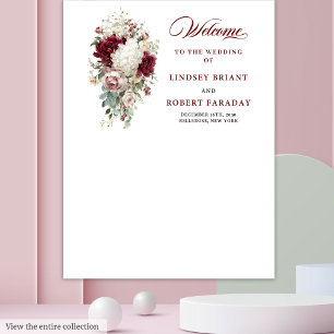 Romantic Boho Burgundy Wedding Photo Backdrop Prop Tapestry