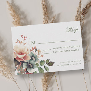 Romantic Boho Fall Autumn Floral Wedding RSVP Card