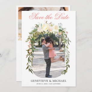 Romantic Boho Floral Arch Flat Save The Date Card