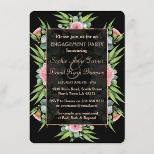 Romantic Boho Floral Eucalyptus Engagement Party Invitation