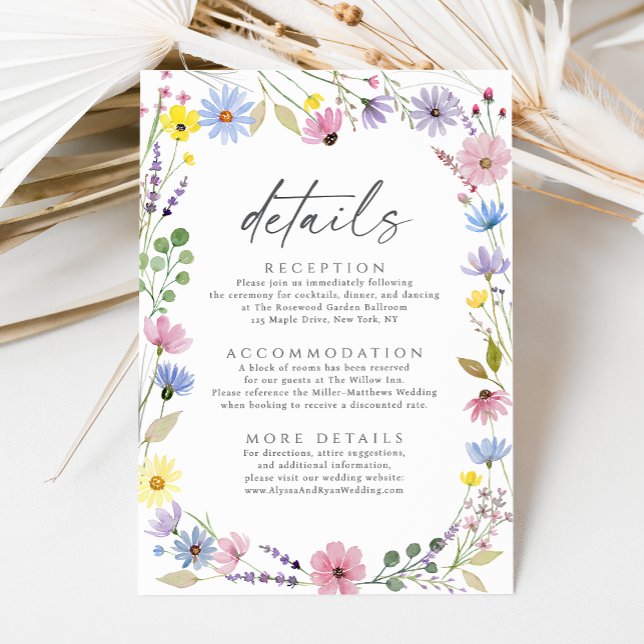 Romantic Boho Garden Wildflower Wedding Details Enclosure Card (Creator Uploaded)