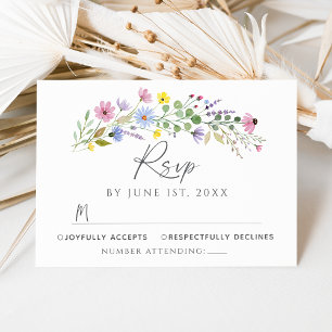 Romantic Boho Garden Wildflower Wedding RSVP Card