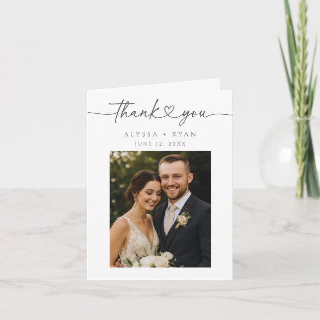Romantic Boho Garden Wildflower Wedding Thank You Card (Front)