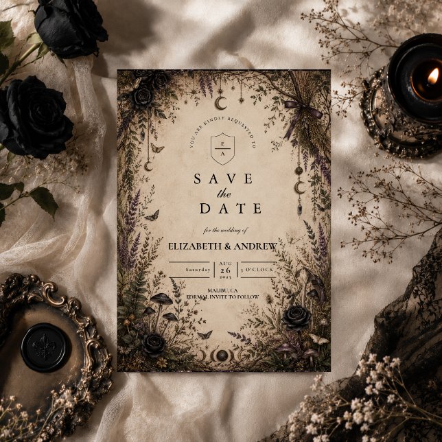 Romantic Boho Goth Wedding Save The Date (Creator Uploaded)