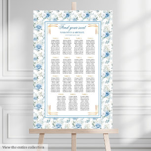 Romantic Boho Light Blue Gold Glitter Seating   Poster
