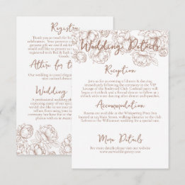 Romantic Boho Mocha Mousse Floral Wedding Details Enclosure Card