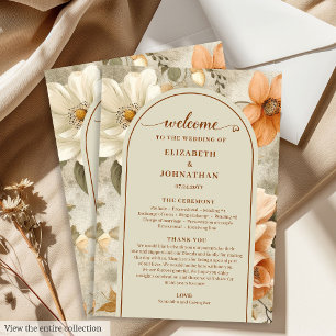 Romantic Boho Neutral Beige Olive Floral Program Programme