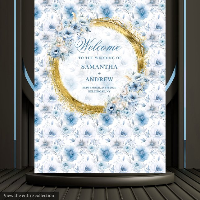 Romantic Boho Pastel Blue Gold Wedding Photo Prop Tapestry (Romantic Boho Pastel Blue Gold Wedding Photo Prop Tapestry)
