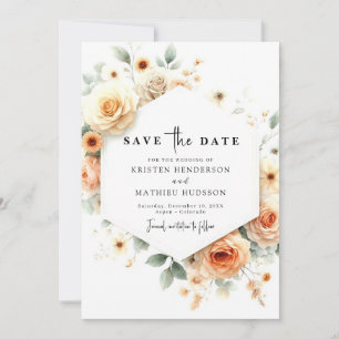 Romantic Boho Peach Wedding  Save The Date