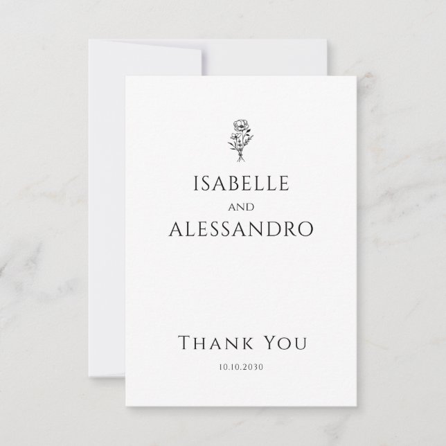 Romantic Boho Photo Wedding Thank You Card (Front)