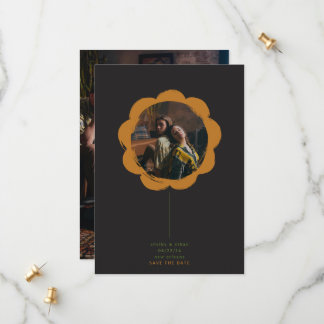 romantic boho retro painted flower frame photo save the date
