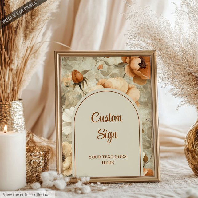 Romantic Boho Terracotta Sage Green Custom Wedding Poster (Romantic Boho Terracotta Sage Green Custom Wedding Sign)