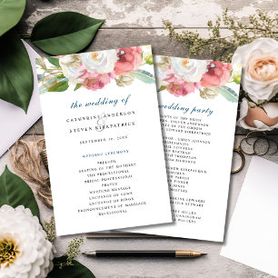 Romantic Boho Watercolor Floral Wedding Program