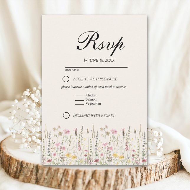 Romantic Boho Wedding with Wildflowers RSVP Card (Creator Uploaded)