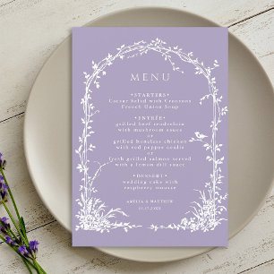 Romantic Botanical Arch Garden Lavender Wedding Menu