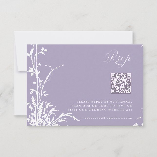 Romantic Botanical Arch Garden Lavender Wedding RSVP Card (Front)