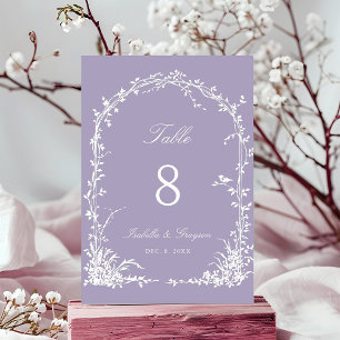 Romantic Botanical Arch Garden Lavender Wedding Table Number
