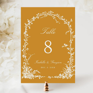 Romantic Botanical Arch Garden Wedding Amber Table Number