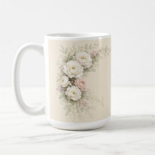Romantic Botanical Corner Bouquet for Elegant Coffee Mug