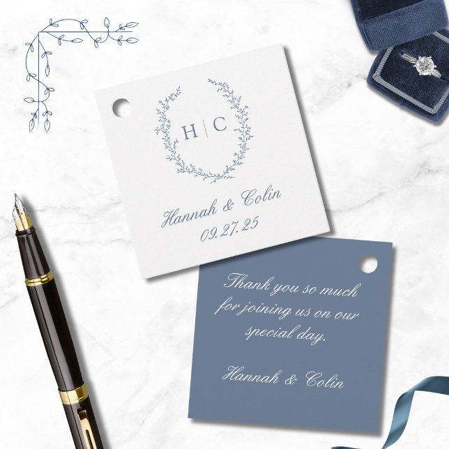 Romantic Botanical Crest Wedding Favour Tags (Creator Uploaded)