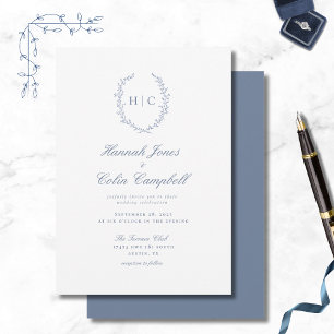 Romantic Botanical Crest Wedding Invitation
