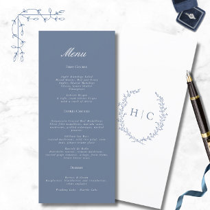Romantic Botanical Crest Wedding Menu